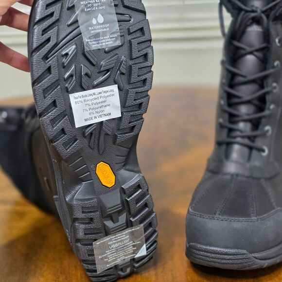 UGG Butte Waterproof Men's Black Boots Size 11 Convertible Leather Fur Lined New - Picture 12 of 12